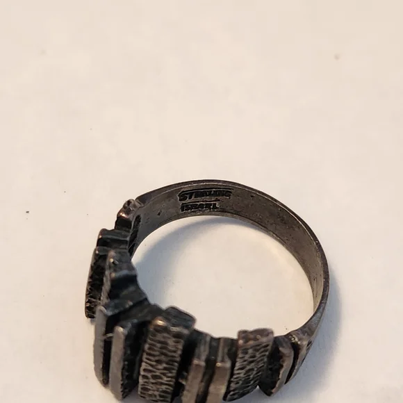 Blackened Sterling Silver Bruralist Textured Ring - Picture 4 of 7